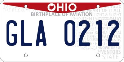 OH license plate GLA0212