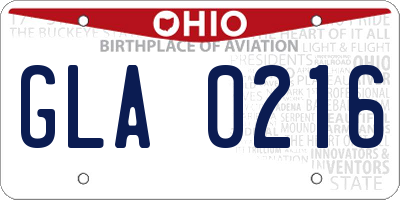 OH license plate GLA0216