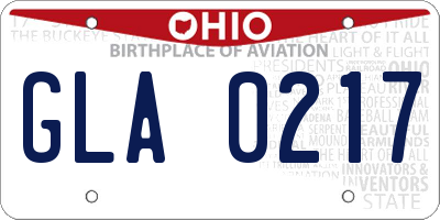 OH license plate GLA0217