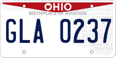 OH license plate GLA0237