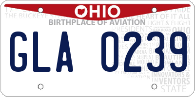 OH license plate GLA0239