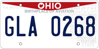 OH license plate GLA0268