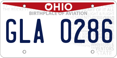 OH license plate GLA0286