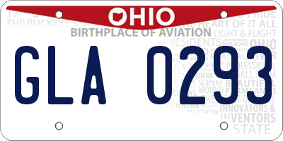 OH license plate GLA0293