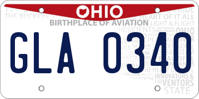 OH license plate GLA0340