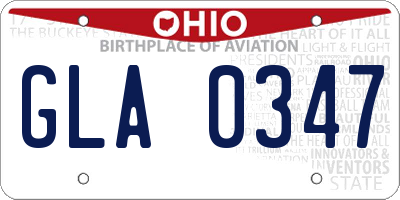 OH license plate GLA0347