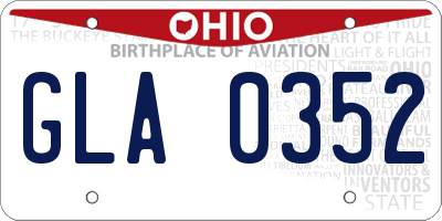 OH license plate GLA0352