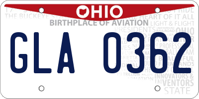 OH license plate GLA0362