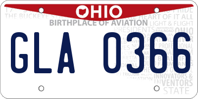 OH license plate GLA0366