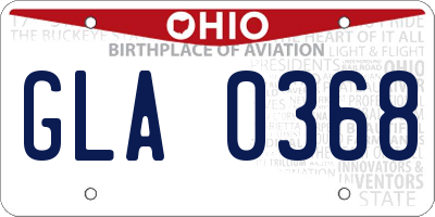 OH license plate GLA0368