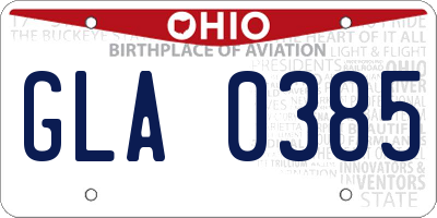 OH license plate GLA0385