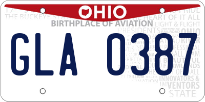 OH license plate GLA0387