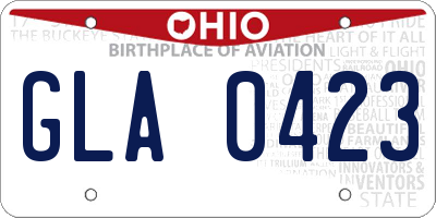 OH license plate GLA0423