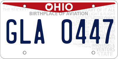 OH license plate GLA0447