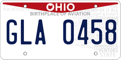 OH license plate GLA0458