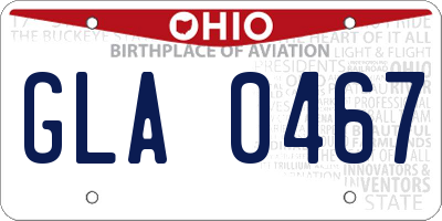 OH license plate GLA0467