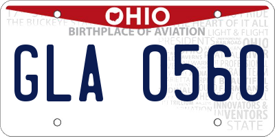 OH license plate GLA0560