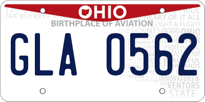 OH license plate GLA0562