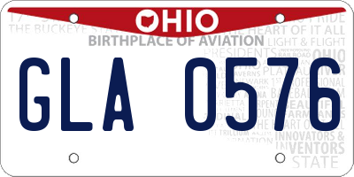 OH license plate GLA0576