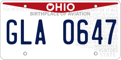 OH license plate GLA0647