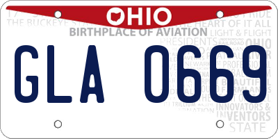 OH license plate GLA0669