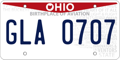 OH license plate GLA0707