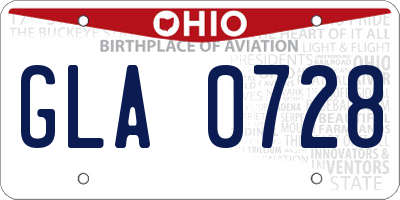 OH license plate GLA0728