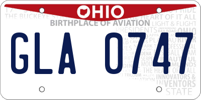 OH license plate GLA0747