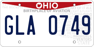 OH license plate GLA0749