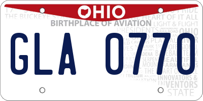 OH license plate GLA0770