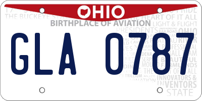 OH license plate GLA0787