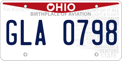 OH license plate GLA0798