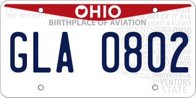 OH license plate GLA0802