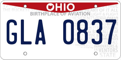 OH license plate GLA0837