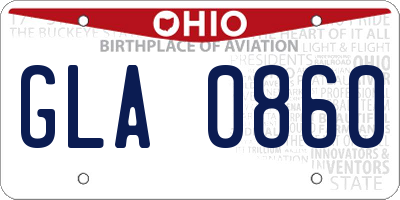 OH license plate GLA0860