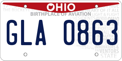 OH license plate GLA0863