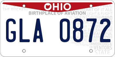 OH license plate GLA0872