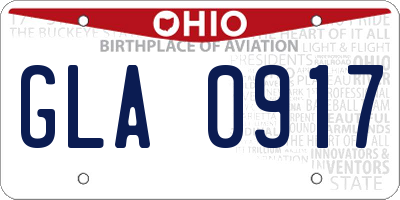 OH license plate GLA0917