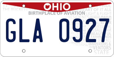 OH license plate GLA0927