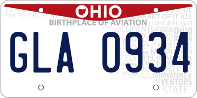 OH license plate GLA0934