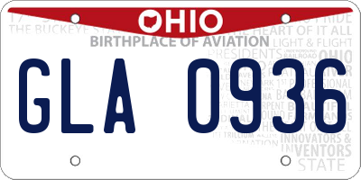 OH license plate GLA0936