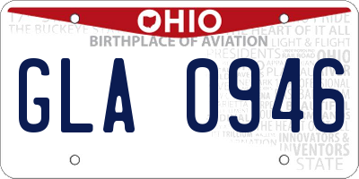 OH license plate GLA0946