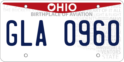 OH license plate GLA0960