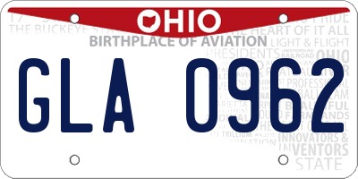 OH license plate GLA0962