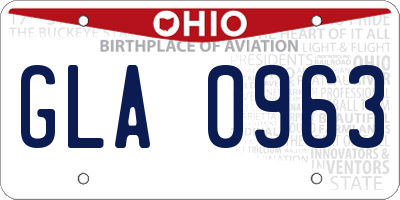 OH license plate GLA0963