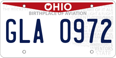 OH license plate GLA0972