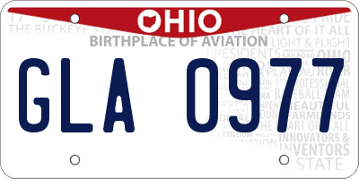 OH license plate GLA0977