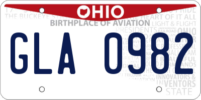 OH license plate GLA0982