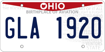 OH license plate GLA1920