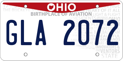 OH license plate GLA2072